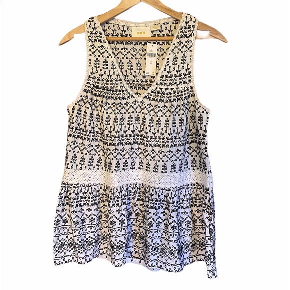 Maeve Cammie peplum top white & black eyelet XS NWT fairy dainty - Picture 3 of 12